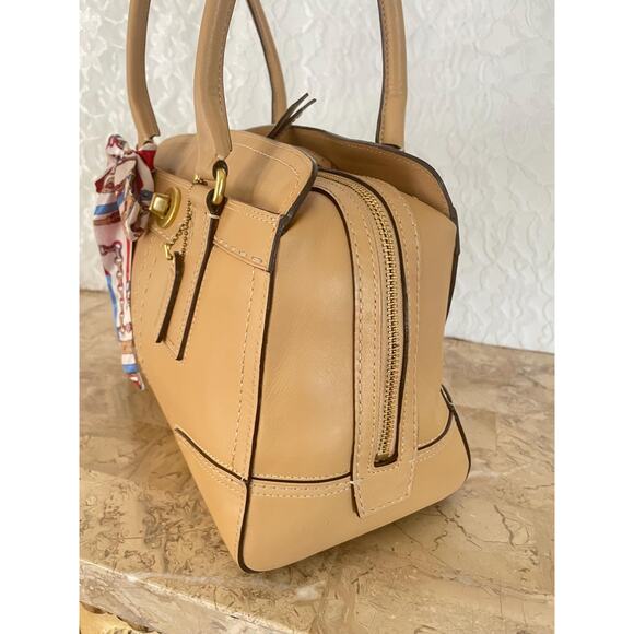 Coach Hampton sand leather stitched satchel shoulder bag Carryall 11540 - Picture 4 of 10